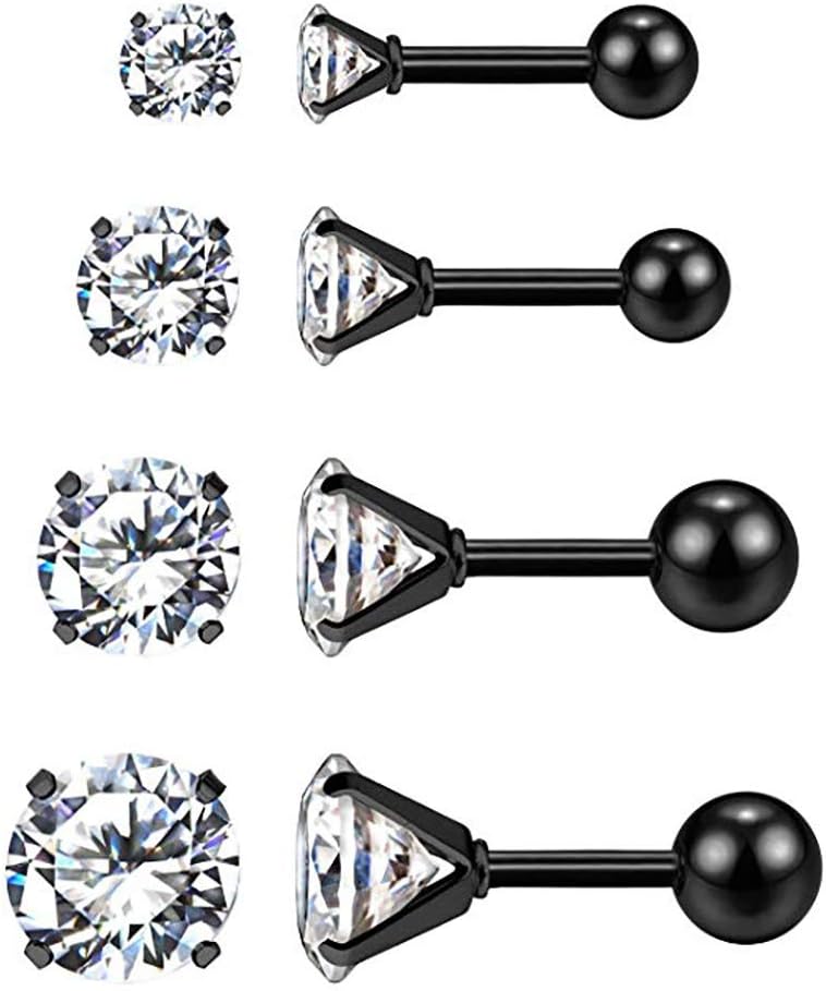CheersLife 1 Pair 10mm Iced Out Cubic Zirconia Round Stud Earrings for Men 18k Gold Plated Hypoallergenic Earring Hip…