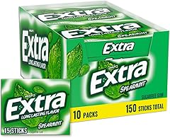 Extra Gum Spearmint Sugarfree Gum Bulk, Individually Wrapped, Perfect for Fresh Breath at School, Work, and Travel 15 Count, 