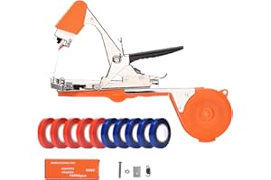 FUNTECK Garden Plant Tying Machine Branch Tape Tool for Vine, Tomato, Cucumber, Grape & Floral Support | Heavy-Duty Handheld Plant Binder with Durable Tape & Ergonomic Grip, Orange