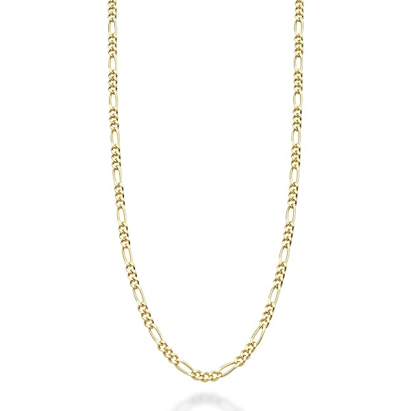PORI JEWELERS 18 Karat Solid Yellow Gold Figaro Link Chain  18k Genuine Gold Plated Necklace Figaro Chain Link Christmas Birthday Gift - NEW main image 0