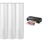 3 Rolls Vacuum Sealer Bags Compatible with Anova & Foodsaver Vacuum Sealer, Commercial Grade Vacuum Sealer Bags (11 in x 16.4 ft) BPA Free Food Vac Bags for Food Storage, Sous Vide