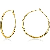 Cocadant 14K Real Gold Hoop Earrings for Women Trendy,Sterling Silver Post Hypoallergenic Lightweight Sparkly Rhinestone Big Hoop Earrings