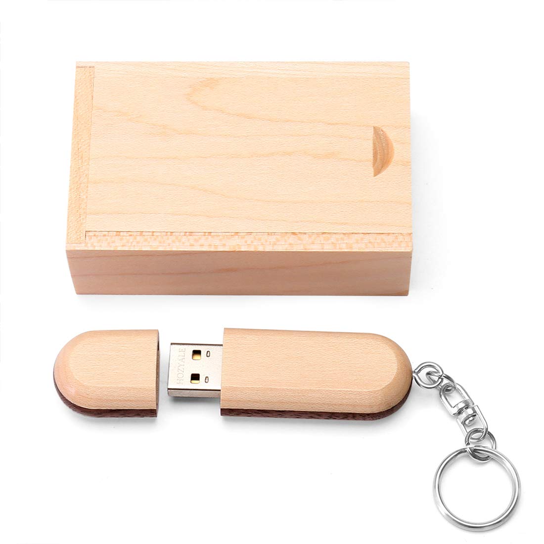 HOZYALE USB Flash Drive Two-tone Color Wood USB 2.0 Memory Stick Pen Drives with Wooden Box (16GB, Wood)