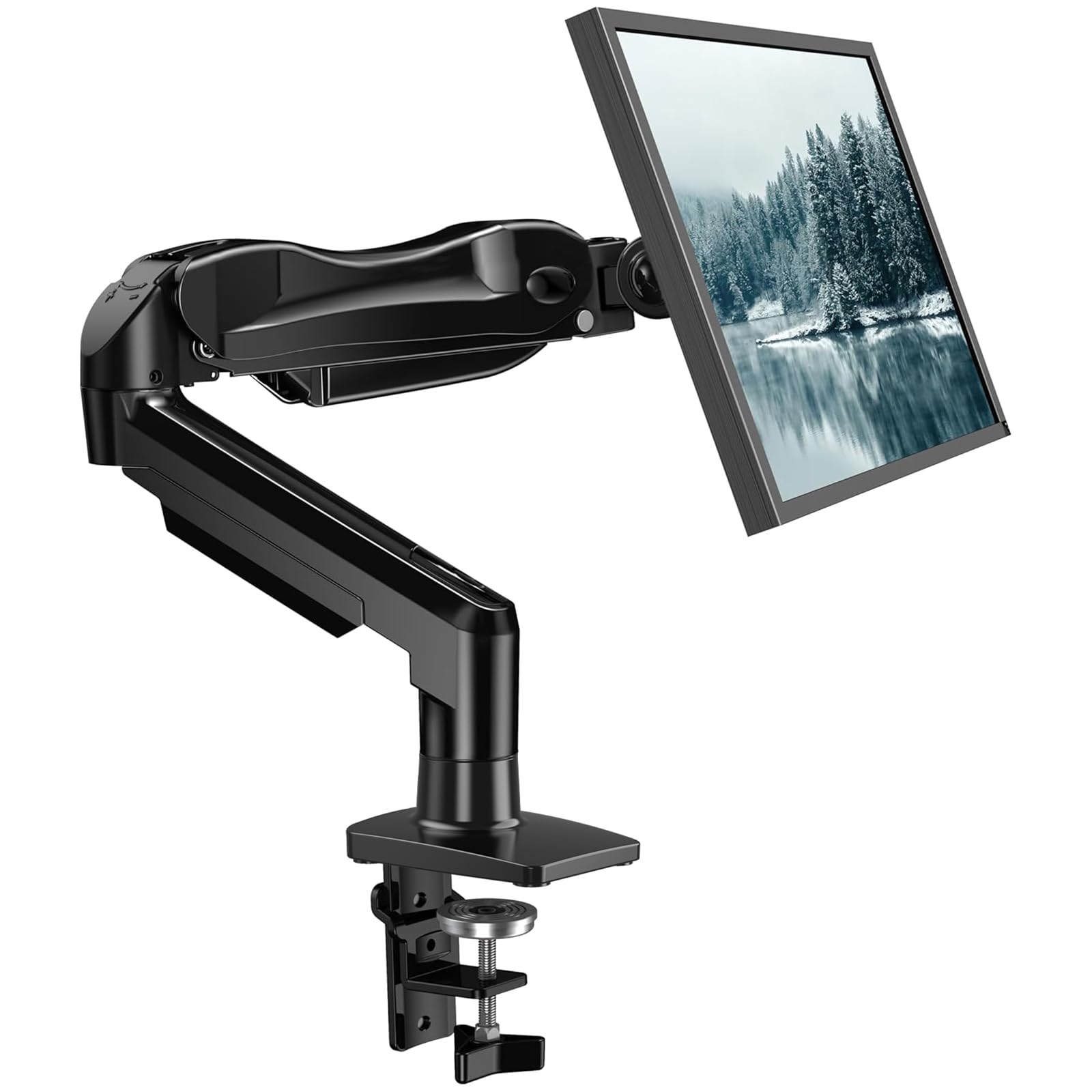 HUANUO Single Monitor Mount, 13 to 32 Inch Monitor Arm, Adjustable Monitor Stand, Vesa Mount with Clamp and Grommet Base - Fits 4.4 to 19.8lbs LCD Computer Monitors