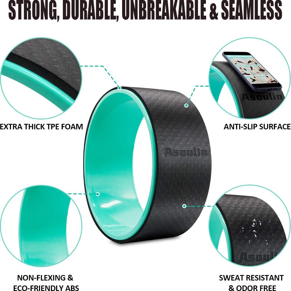 Yoga Wheel Set 3 Pack, Sports Yoga Roller Set Yoga Prop Wheel for Back Pain, Strong Back Wheel with Comfort Thick Cushion for Stretching, Improving Flexibility, Backbends & Yoga Poses-Support 660LBS : Sports & Outdoors