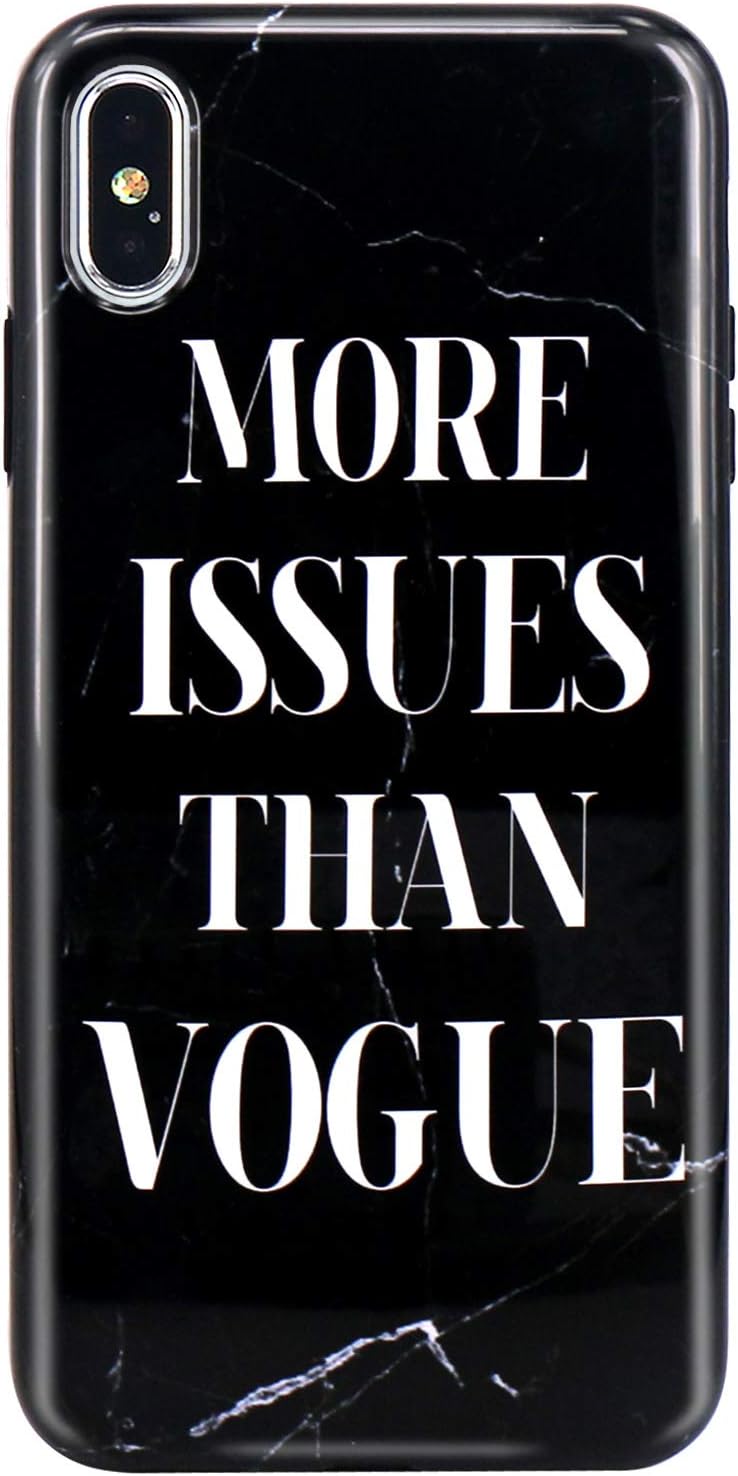 JIAXIUFEN Compatible with iPhone Xs Max Case Black Marble Issue Vogue Design Slim Shockproof Flexible Bumper TPU Soft Case Rubber Silicone Cover Phone Case