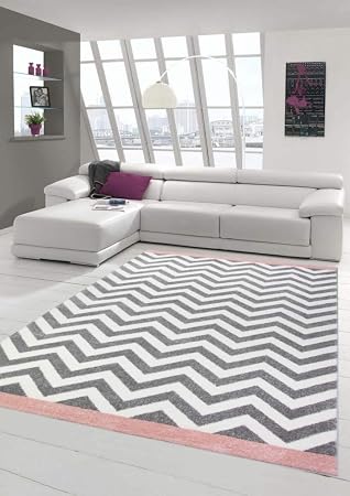 Teppich Modern Skandinavisches Design In Rosa Creme Grau Grosse