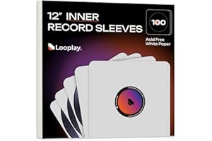 Looplay Vinyl LP Record Inner Sleeves - Acid Free and Heavyweight Paper - Round Cover for Easy Insert - Best Protection (100 Count)