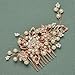 SWEETV Bridal Hair Comb Rhinestone Wedding Hair Accessories Pearl Hair Clip for Bride Bridesmaid, Rose Gold
