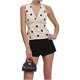 SweatyRocks Women's Polka Dots Tank Tops V Neck Sleeveless Tie Back Blouses