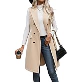 IDEALSANXUN Womens Long Wool Vest Fall Winter Sleeveless Blazer Jackets Trench Coat Outerwear Tops