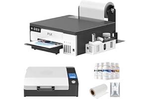 PLK A4 DTF Printer with XP600 Printhead&Roll Feeder, L8058 DTF Transfer Printing Machine with White Stirring System 100% Transfer for DIY Print(Printer+Oven+Consumables)
