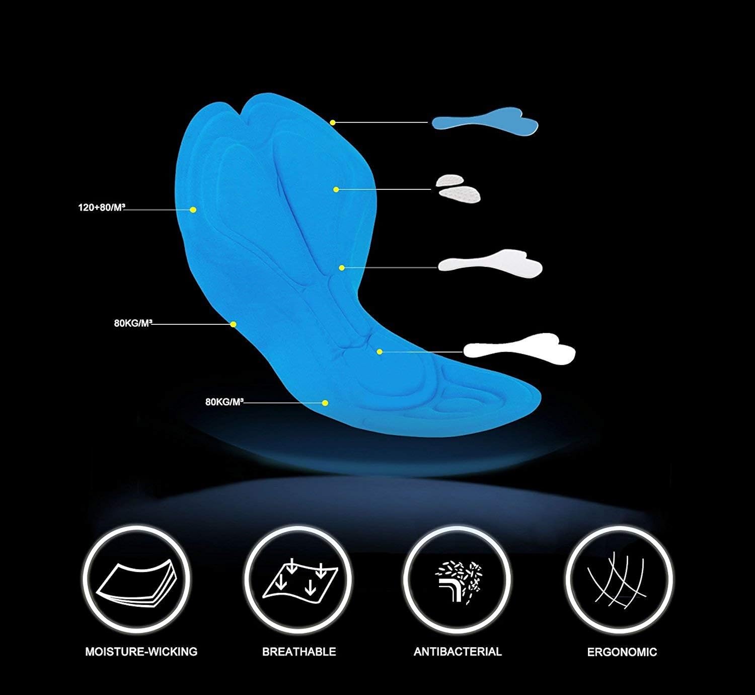 BALEAF Men's 3D Padded Thermal Cycling Bib Long Pants Stirrup Bike Tights Compression Leggings Black Size XXL: Clothing