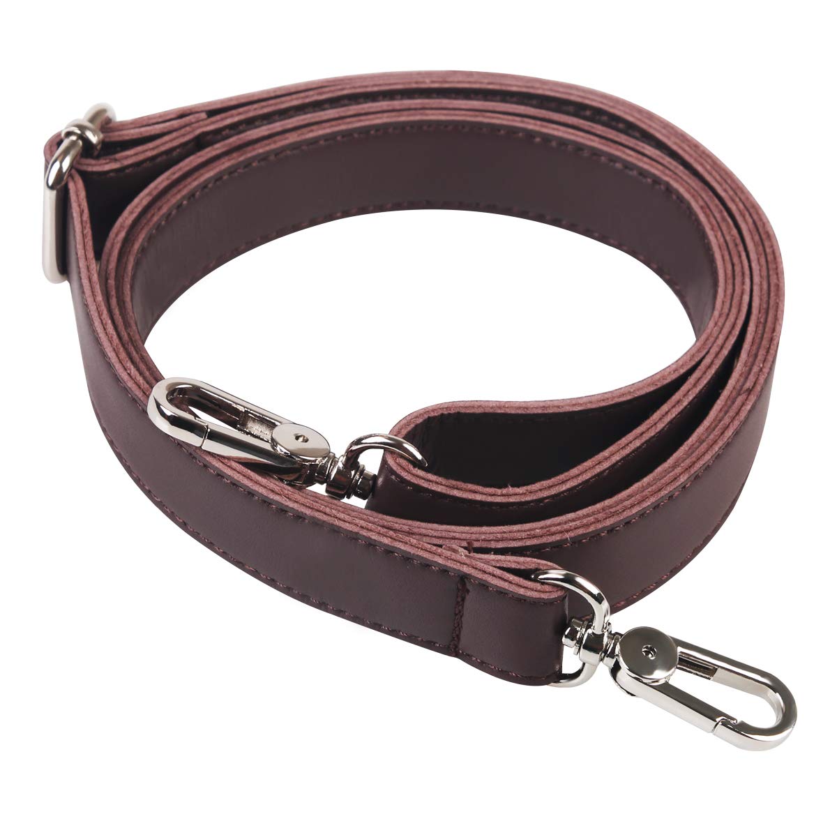 BOMKEE Shoulder Strap Microleather Bag Strap Universal Replacement Adjustable Bags Belt with Metal Swivel Hooks for DIY Purse and Briefcase 61 inch (Brown)