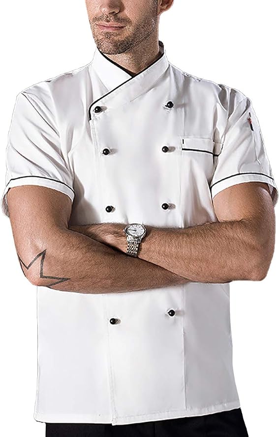 Veste De Chef Professionnelle Unisexe - Manches Longues En Coton - Taille M Noir - Pour Cuisiniers, Restaurants, Hôtels