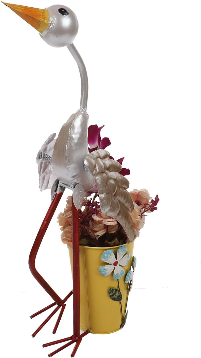 Wonderland Garden Decor Crane with Pot/Planter (Gift Item, Home Decor, Plant Container)