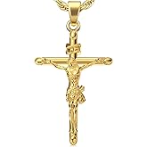Koyretyu 14K Gold Cross Necklaces Pendant for Men & Women, Solid Crucifix Cross Jewelry Charms for Husband, Wife Thin, Gender-Inclusive Cross Necklace Charm (B)