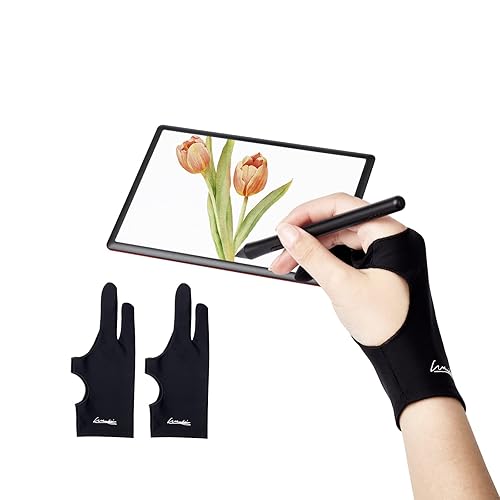 Digital Drawing Glove Pack,Artist Glove for Drawing  Tablet,ipad,Sketching,Art Glove with Two Finger for Right Hand and Left  Hand （Smudge Guard,