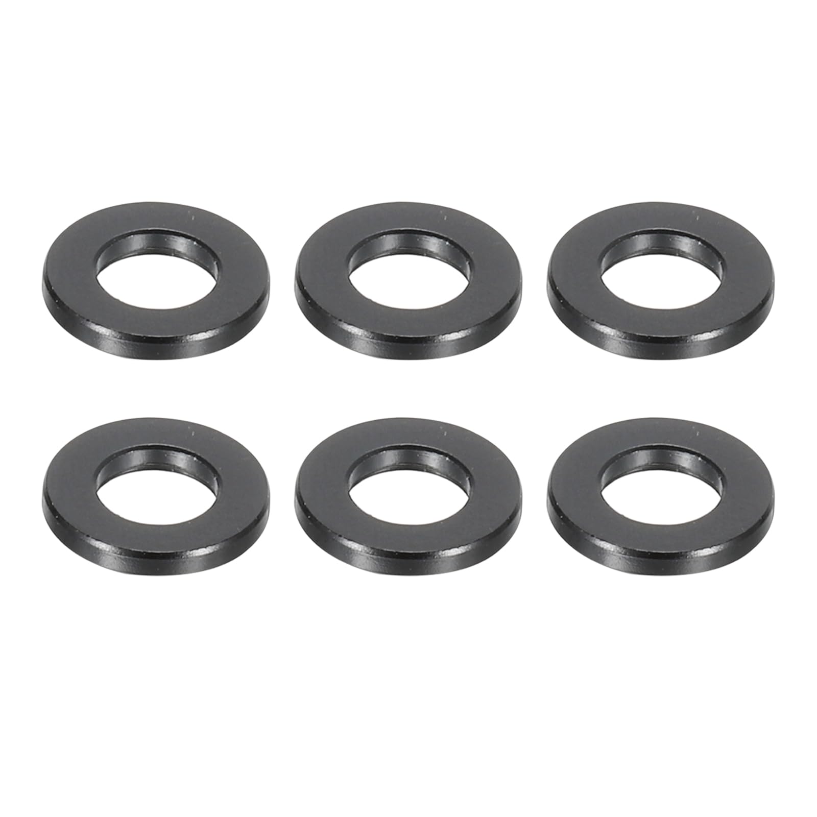 PATIKIL M5 Aluminum Spacers, 6 Pcs Metal Spacers Aluminum 5.2 ID x 10mm OD x 1.5mm L Aluminum Spacer Screw Standoff Round for 1/5" or M5 Screw Bolts,Black