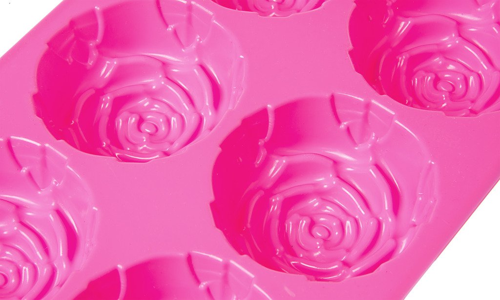 6 Cavity 3D Rose Shaped DIY Silicone Mold for Soap Cake Food Pudding and More