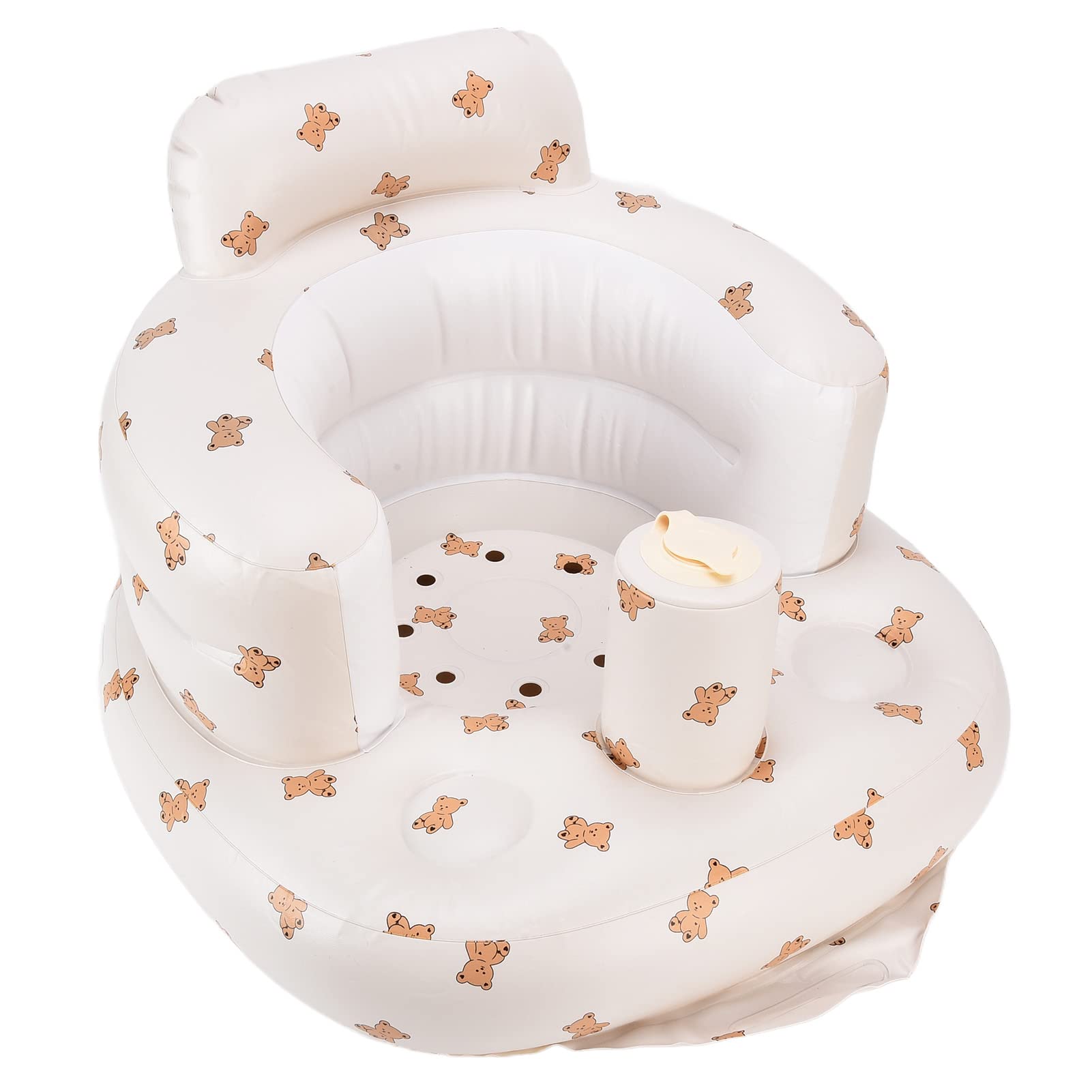 Inflatable Baby Seat, Baby Blow Up Chair, Multifunctional Baby Sit Up Chair Love Bear Pattern Inflatable Chair Baby Inflatable Chair Kids for Baby Learning Eating Dinner Chair