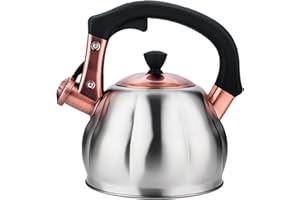 LAZNEYRU Stainless Steel Tea Kettle for Stove Top Teakettles Stovetop Whistling with Heat Proof Ergonomic Handle 2.5 Quart