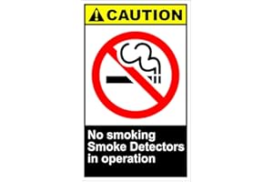 VISION SIGNS No Smoking Smoke Detectors in Operation Caution OSHA/ANSI Label Decal Sticker 8"