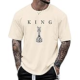 Kelxjia Men's King Chess Shirt Graphic Tees Designer Printed T Shirts for Men Urban Letter T-Shirt Streetwear