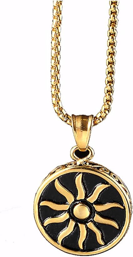 Sun God Titanium Steel necklaces name personalized, Trendy Men Accessories, Flame Stainless 