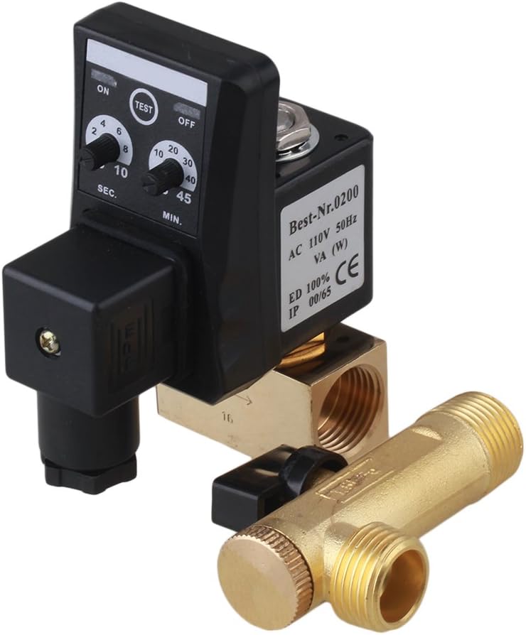 1/2" AC110V Electronic Timed Air Compressor Automatic Brass