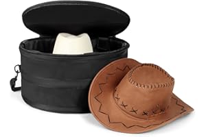 WOMACO Hat Box for Travel, Hard Shell Hat Storage Case for Cowboy Hat, Collapsible Hat Organizer Bag with Handle and Shoulder Strap (Black, Large)