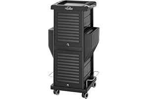 OmySalon Salon Trolley with Lock 6 Drawers, Hot Tools Holder, Hair Cart Organizer w/Wheels, Salon Rolling Cart for Barber Hairdresser Cosmetology Lockable Stylist Storage Station