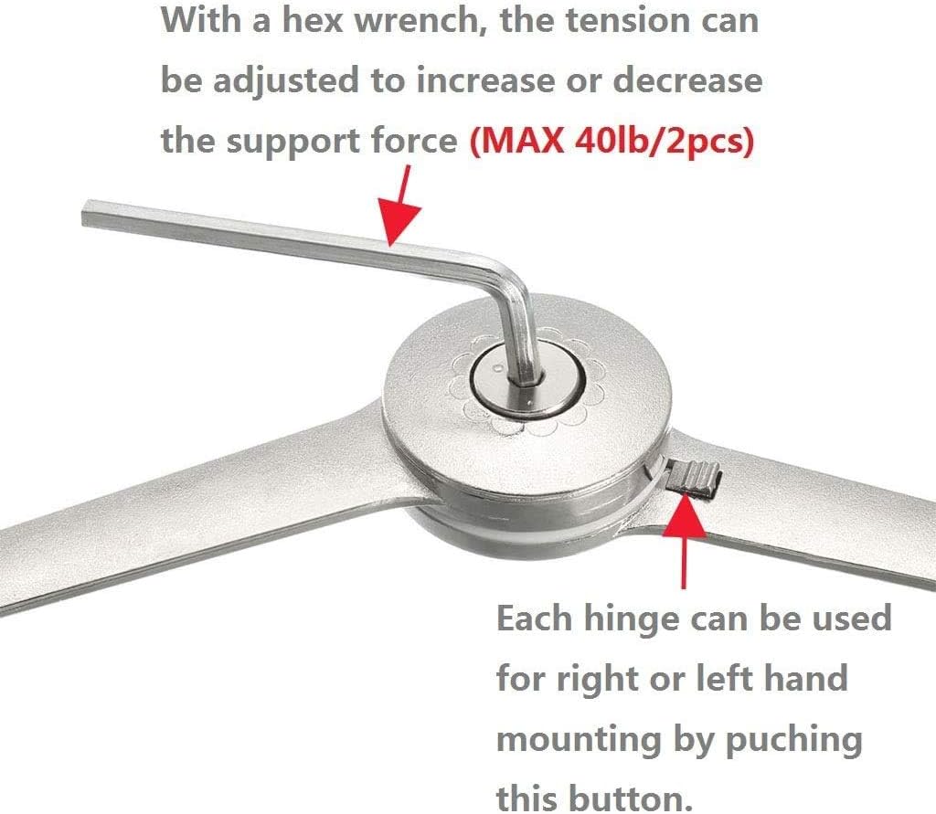 Jeylly Slow Close Lid Support Hinges, Adjustable Lid Stay for Drop Door of Kitchen Toy Box Hinge Support opens lids 75°- 110° - Image 3