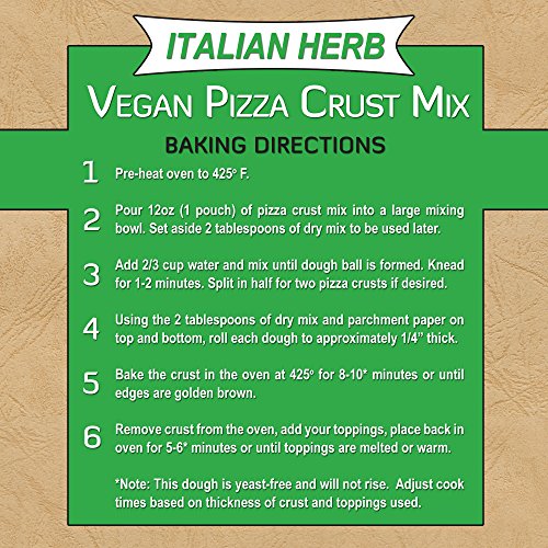 Vegan Pizza Crust Mix (Makes 6 Pizzas), Healthy Pea Protein, Grain Free, Gluten Free, Dairy Free (Italian Herb / 36oz)