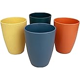 Soptalles Wheat Straw Cups Set of 4, Unbreakable Drinking Cup Reusable Plastic Cups Dishwasher Safe for Kitchen Party Camping