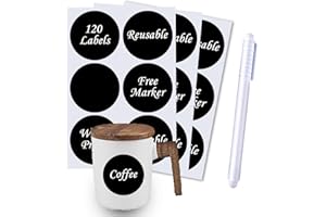 Welhore Fashion Erasable Chalkboard Labels with Chalk Marker Pen - Reusable Pantry Label Maker - Labels for Spice Jars, Botte