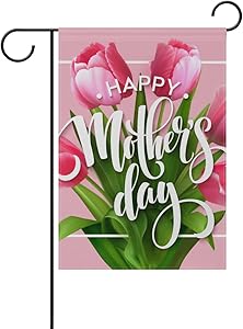 ALAZA U Life Happy Mothers Day Floral Flowers Garden Yard Flag Banner for Outside House Flower Pot Double Side Print 12 x 18 Inch