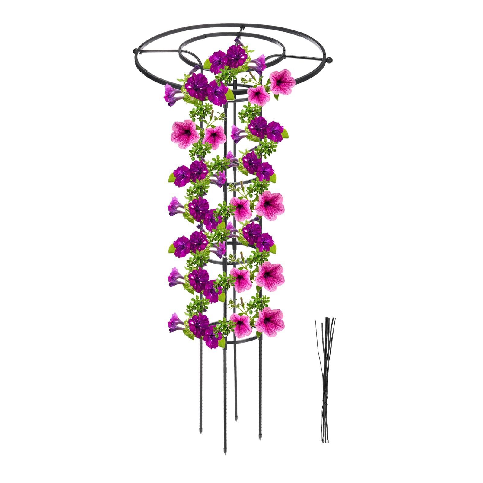 PATIKIL Garden Trellis for Climbing Plants Outdoor, 150cm Vertical Metal Umbrella Plant Trellis Tower Frame for Vine Vegetable Fruit Flower Support Indoor,Black