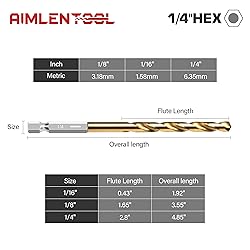 AIMLENTOOL 13PC 1/4" Titanium Coated Twist Hex