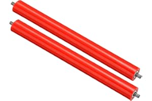 PATIKIL Polyurethane Coated Conveyor Roller 2" Diameter 20" Length, 2 Pack Stainless Steel Transmission Replacement Part Galvanized End, Red
