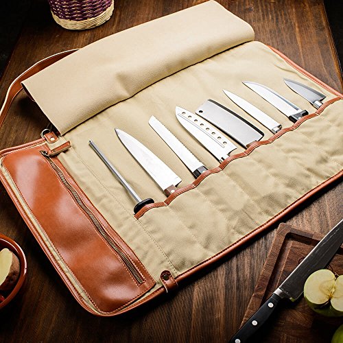 EVERPRIDE Chef Knife Roll Bag Durable Knife Carrier Stores 8 Knives