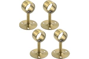 Coshar 4 PCS 1-1/2 Inch(38mm) Dia. Heavy Duty Stainless Steel Shower Curtain Closet Curtain Rod Holder Ceiling-Mounted & Wall-Mounted Bracket Closet Pole Flange Sockets Drapery Rods Supports - Gold