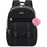 LOVEVOOK School Backpack for Teen Girls, Student Backpack Purse for 14-16 Teenage, Cute Kid Bookbag, Back to School Backpacks Fit 15.6 Inch Laptop, Large College Travel Bag, Black