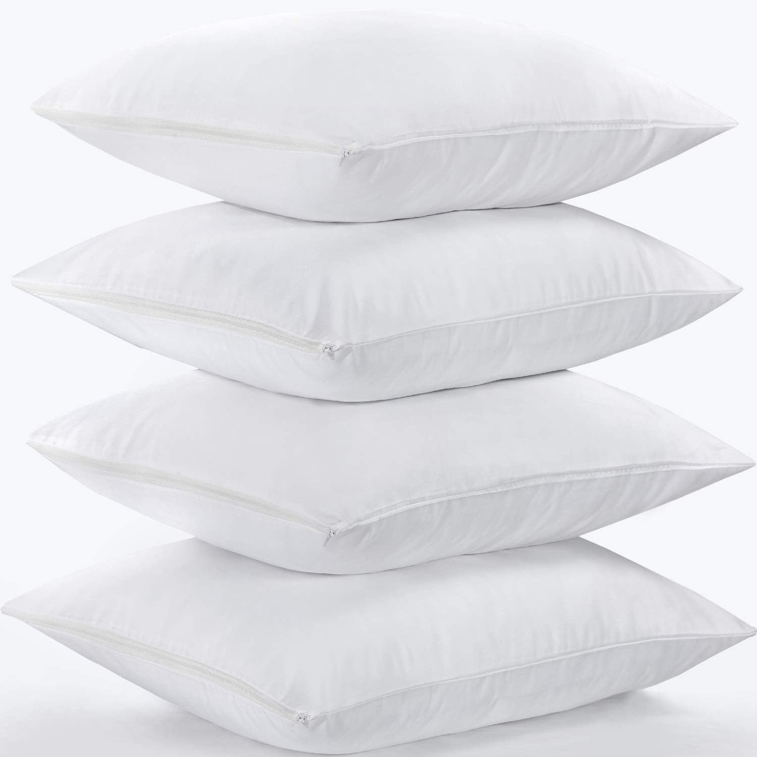 Niagara Sleep Solution 4 Pack Waterproof Pillow Protectors Standard 20x26 Inches Life Time Replacement Smooth Zipper Premium Encasement Covers Quiet Cases Set White 100% Liquid Protection: Home & Kitchen