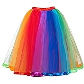 Gvhntk Womens Rainbow Tutus Skirt Colorful Layered Tulle Dress Girls Skirts for Adults Halloween Cosplay Tutus