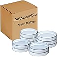 [Autoclavable] 10 Packs Sterile Thick Plastic Petri Dishes with Lid, Vabiooth 90mm Dia x 15mm Deep Clear 3 Vents Petri Dish for Lab Science Experiment, Non-Fragile, Scratch-Resistant