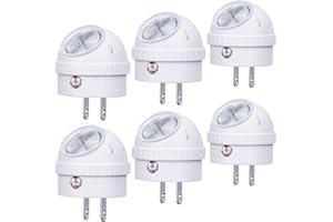 Emotionlite Plug-in Night Lights, Warm White LED Nightlight, 360° Rotation, Dusk to Dawn Sensor, Kids, Adult, Bedroom, Hallway, Bathroom,Kitchen, Stairways, Corridor, 6 Pack