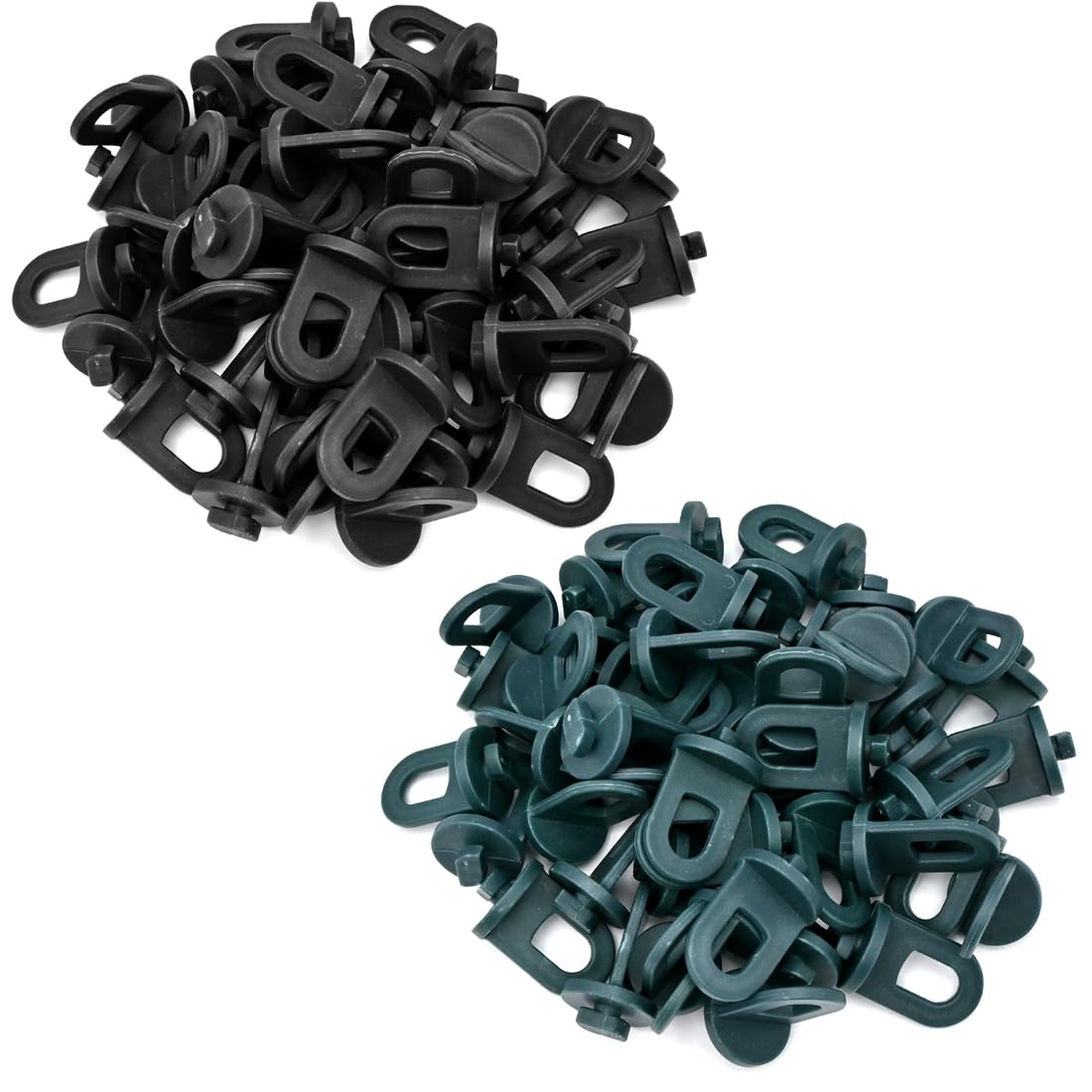 LICQIC Greenhouse Twist Clips, Plastic Greenhouse Shade Clamps for Hanging Plants, Basket Pots, Fixing Shade Cloths and Electric Wire, (100 Pcs, Black + Green)