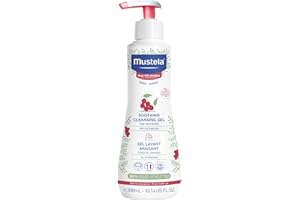 Mustela Baby Soothing Cleansing Gel - Fragrance-Free Hair & Body Wash for Very Sensitive Skin - with Natural Avocado Perseose & Schizandra Berry - 10.14 fl. oz.