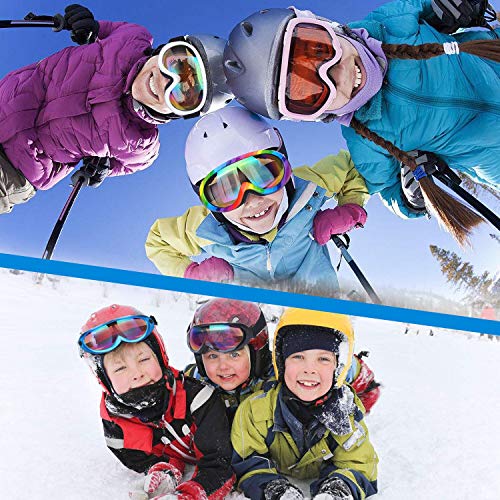RNGEO Ski Goggles, Pack of 2, Snowboard Goggles for Kids, Boys & Girls, Youth, Men & Women, with UV 400 Protection, Wind Resistance, Anti-Glare Lenses, New Edition